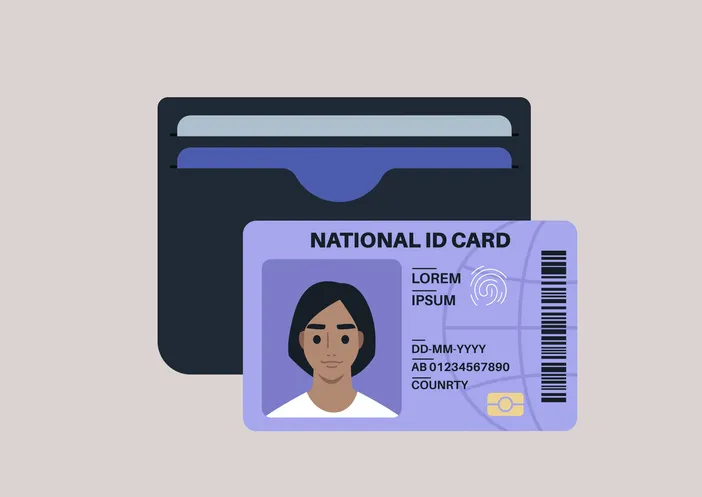 Ejemplo ilustrado de documento nacional de identidad (DNI)
