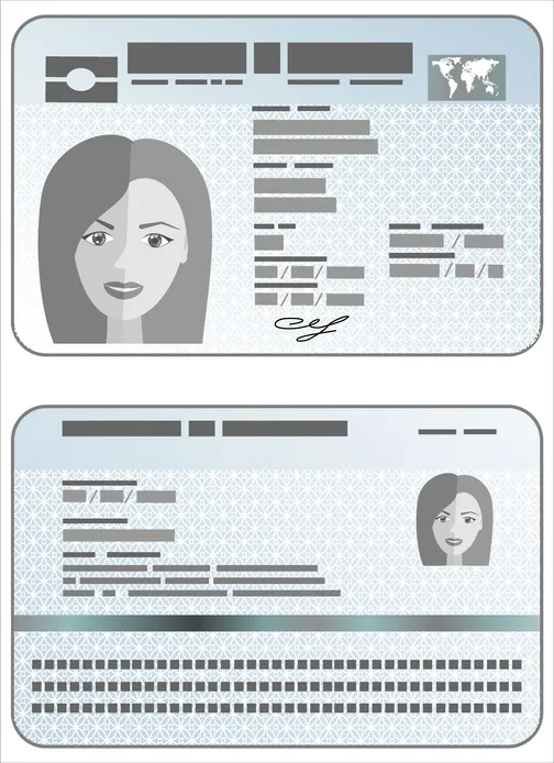 Ejemplo ilustrado del DNI español mostrando sus caras anverso y reverso